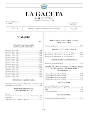 Gaceta No 176 Viernes 8 De Septiembre 2006