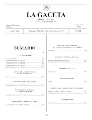 Gaceta No 244 Miércoles 23 De Diciembre De 2015