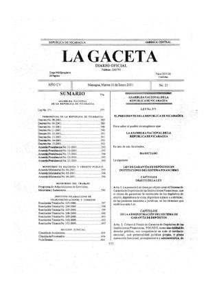 Gaceta # 21 Martes 30 Enero 2001