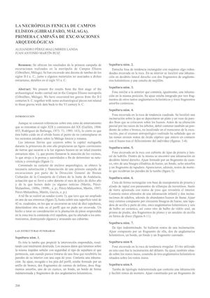 La Necrópolis Fenicia De Campos Eliseos Malaga Primera Campana De Excavaciones