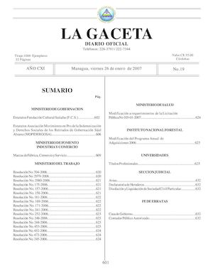 Gaceta # 19 Viernes 26 De Enero 2007