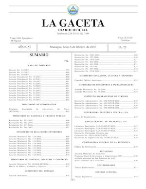 Gaceta # 25 Lunes 5 De Febrero 2007