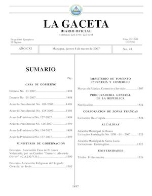 Gaceta # 48 Jueves 8 Marzo 2007