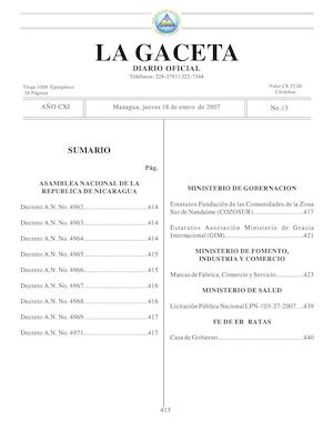 Gaceta # 13 Jueves 18 De Enero 2007
