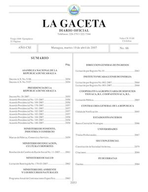 Gaceta # 66 Martes 10 Abril 2007