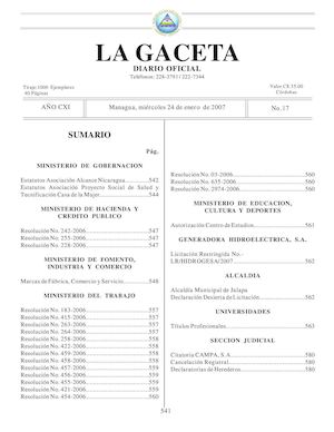 Gaceta # 17 Miércoles 24 De Enero 2007