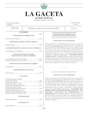 Gaceta # 57 Miércoles 21 Marzo 2007