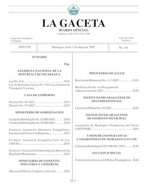 Gaceta # 84 Lunes 7 Mayo 2007