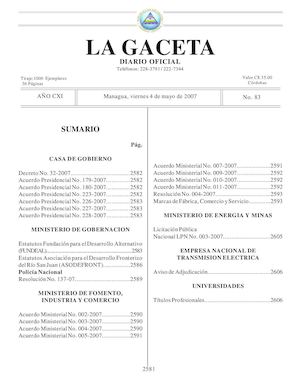 Gaceta # 83 Viernes 4 Mayo 2007