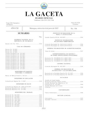 Gaceta # 106 Miércoles 6 Junio 2007