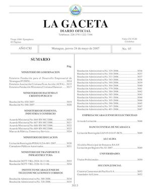 Gaceta # 97 Jueves 24 Mayo 2007