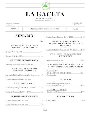 Gaceta # 66 Miércoles 9 De Abril 2008
