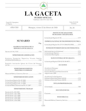 Gaceta # 38 Viernes 22 De Febrero 2008