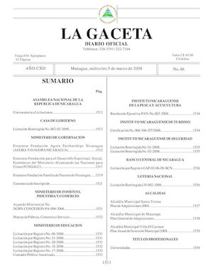 Gaceta # 46 Miércoles 5 De Marzo 2008