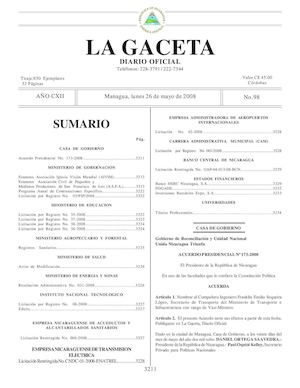 Gaceta # 98 Lunes 26 De Mayo 2008
