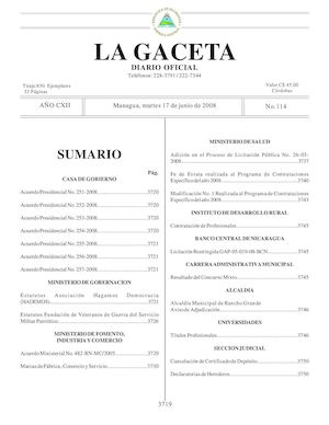 Gaceta # 114 Martes 17 De Junio 2008