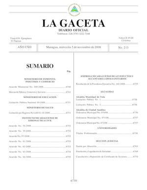 Gaceta # 213 Miércoles 5 De Noviembre 2008