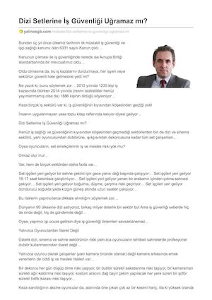 Yalinosgb Com Dizi Setlerine İş Güvenliği Uğramaz Mı.