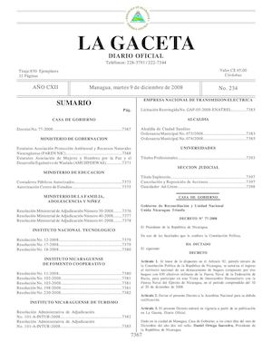 Gaceta # 234 Martes 9 De Diciembre 2008