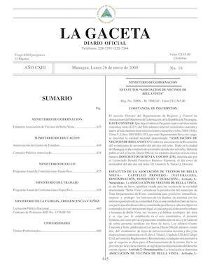 Gaceta # 16 Lunes 26 De Enero 2009