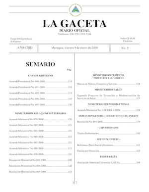 Gaceta # 5 Viernes 9 De Enero 2009