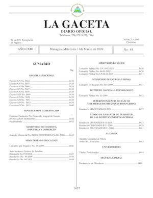 Gaceta # 48 Miércoles 11 De Marzo 2009