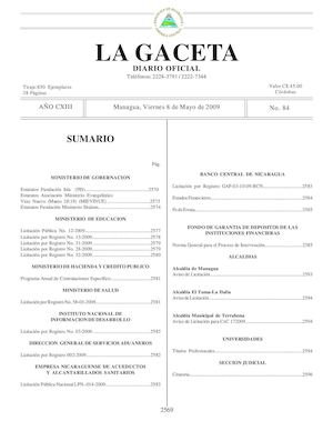 Gaceta # 84 Viernes 8 De Mayo 2009