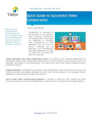 Quick Guide to Successful Video Collaboration | Vidyo