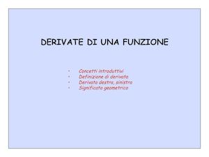 Funzioni Derivate