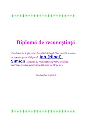 Diplomă De Recunoștință