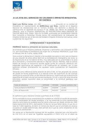 Alegaciones Piscifactoría río Tejadillos - Cañete (Cuenca) 081215