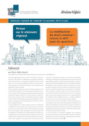 « La mobilisation du droit commun : relever le défi pour les quartiers ». Retour sur le séminaire régional du 13 novembre 2015