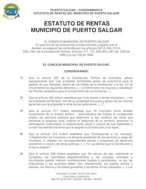 Estatuto de Rentas Municipal