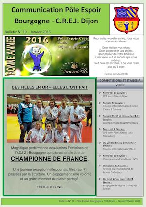 Communication  Pôle Espoir Judo Bourgogne no 19