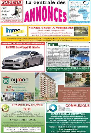 La Centrale des Annonces N° 1283 Semaine du 27 Décembre 2015 au 02 Janvier 2016