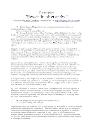 Ressentir, Ok et Après ? - Eckhart Tolle