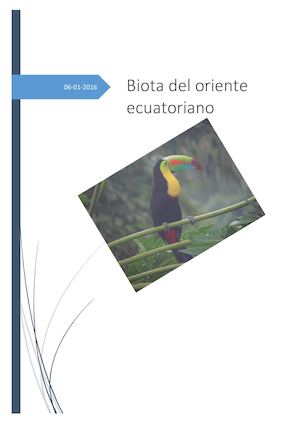 Biota  Del Oriente Ecuatoriano