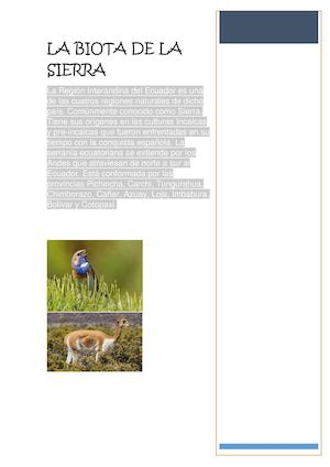 Biota Sierra Ecuatoriana