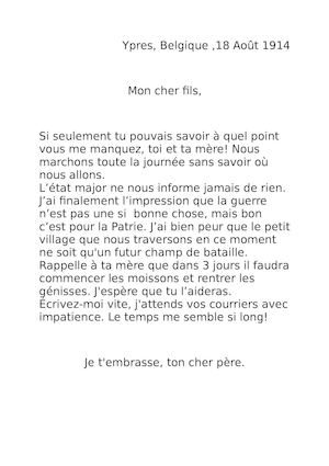 Lettres de poilus 3èmeB Le départ