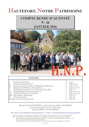 Hautefort, Notre Patrimoine - Compte rendu d'activités n°44