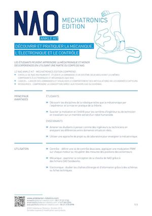 NAO Ankle Kit - Mechatronics Edition - Datasheet FR