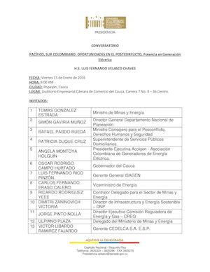 Listado de Invitados al Conversatorio