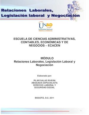 RELACIONES LABORALES LEGISLACIÓNLABORAL Y NEGOCIACIÓN