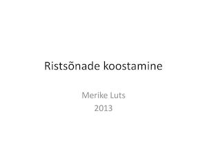 Ristsõnade Koostamine Ppt