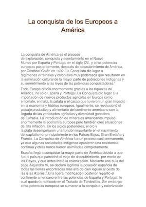 La Conquista De Los Europeos A América
