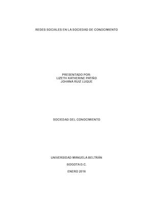 Redes Sociales En La Sociedad De Conocimiento
