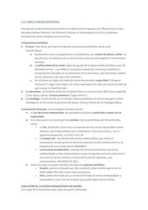 La Lírica Renacentista