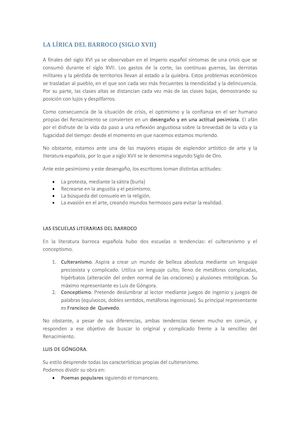 La Lírica Del Barroco