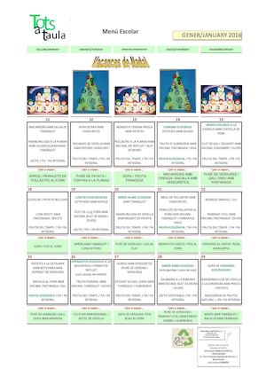 Menú del mes de GENER