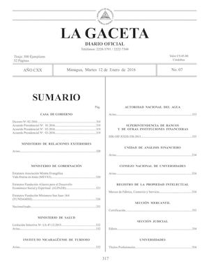 Gaceta No 7 Martes 12 De Enero De 2016